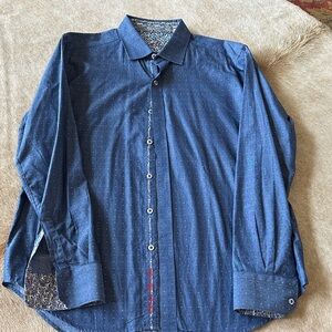 Robert Graham Navy Dot Button-Up Dress Shirt